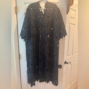 Anthropologie Black Lace Detail Top